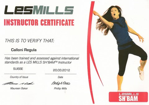 Diplôme de Regula Calloni (fascia-pilates)
